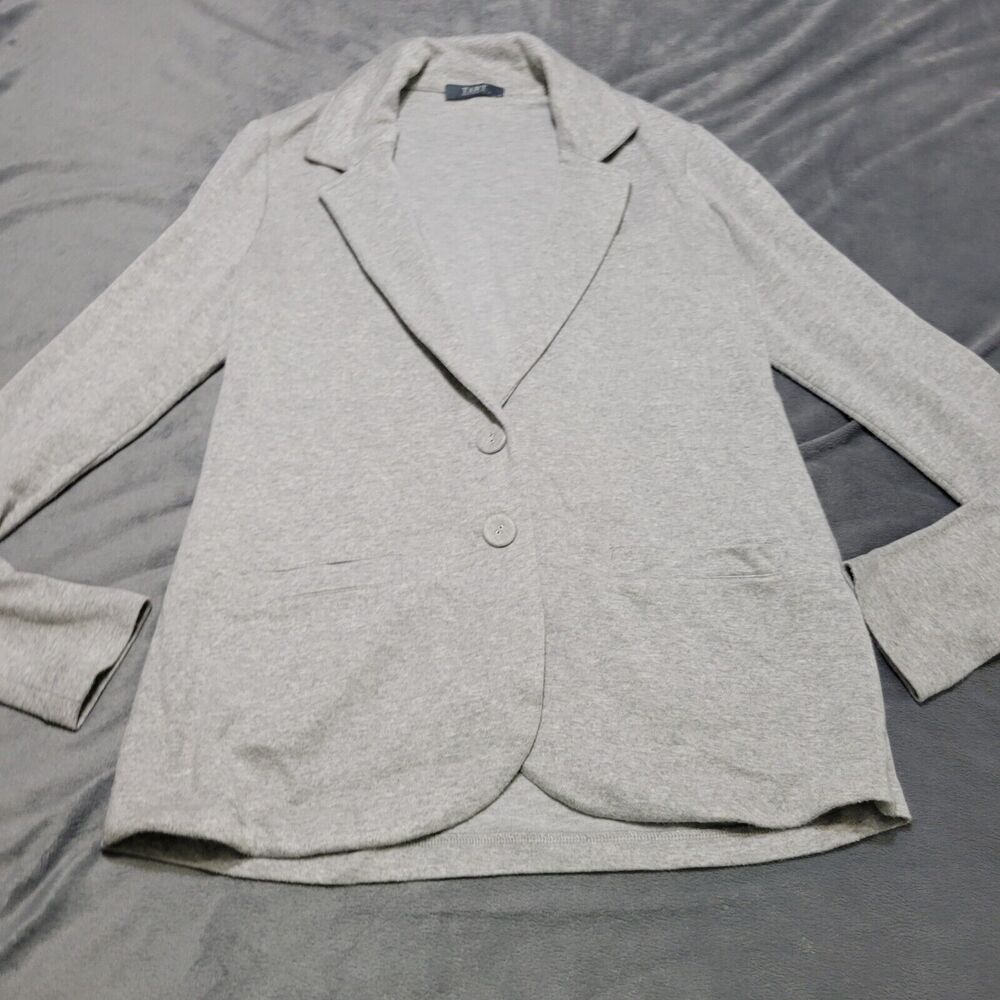 Tart Blazer Women Medium Maternity Grey Comfort Stretch Button Front Long Sleeve